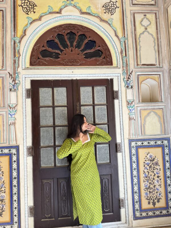 Lime Green Long Sleeve Kurti - Image 4