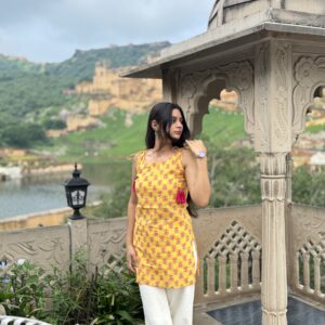 Mustard Yellow Tie-Up Kurti
