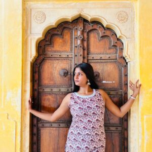 Ivory & Maroon Sleeveless Kurti