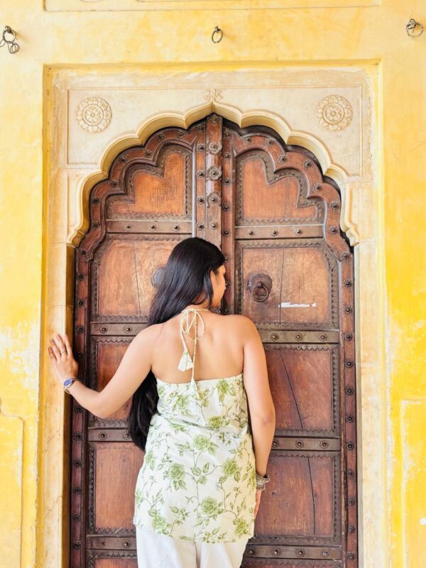 Olive Bloom Halter Neck Kurti - Image 2