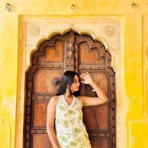 Olive Bloom Halter Neck Kurti